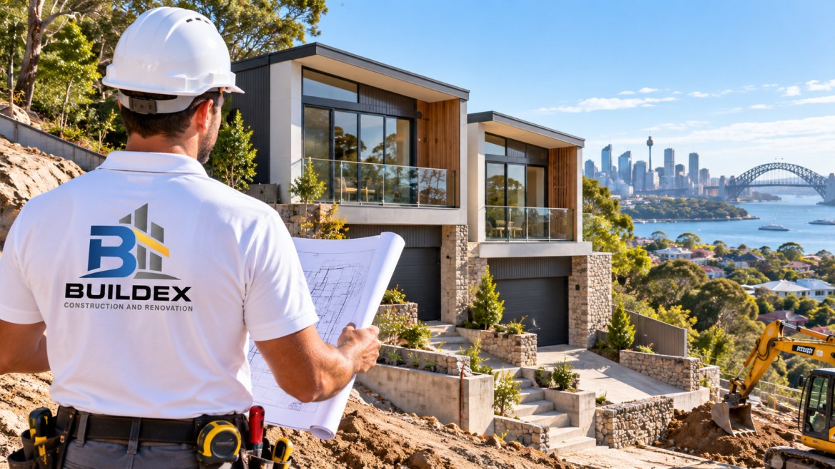 duplex builders for sloping land Sydney